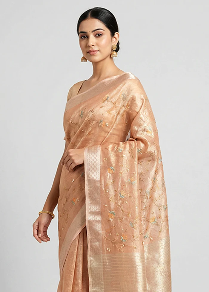 Gold Tissue Silk Saree With Blouse Piece - Image 2