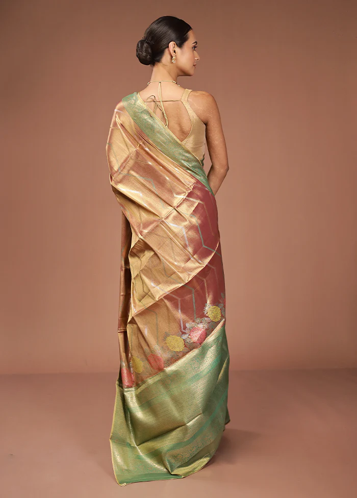 Gold Tissue Silk Saree With Blouse Piece - Image 3