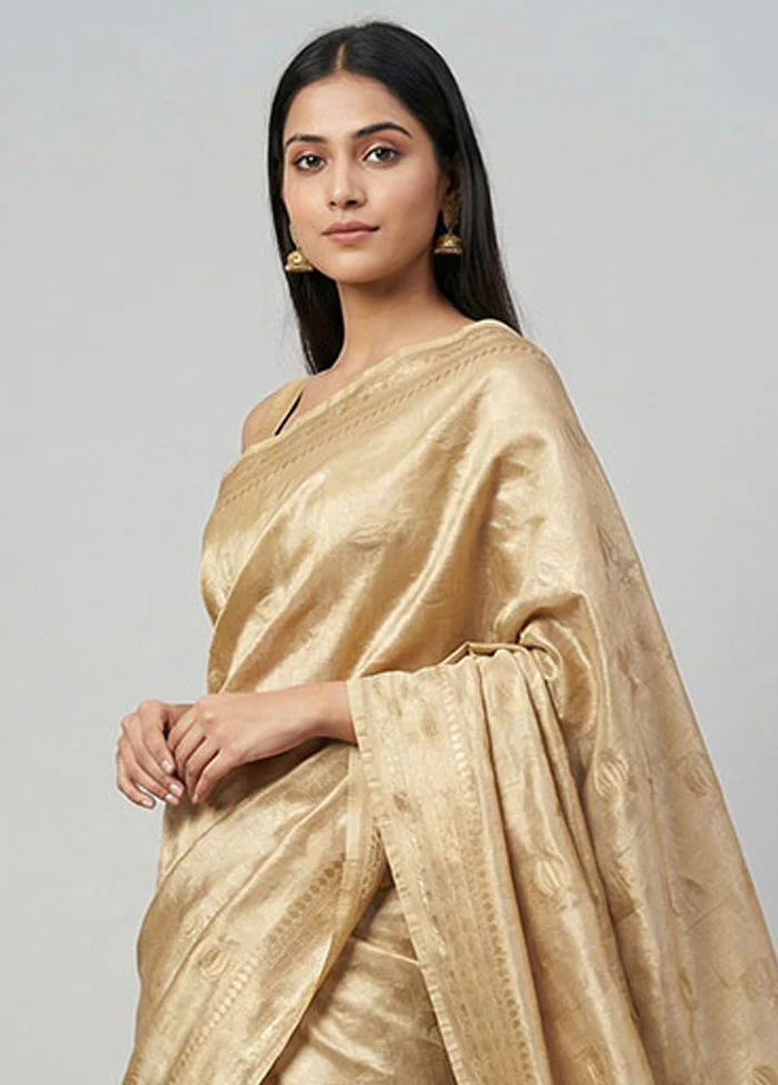 Gold Tissue Silk Saree With Blouse Piece - Image 2