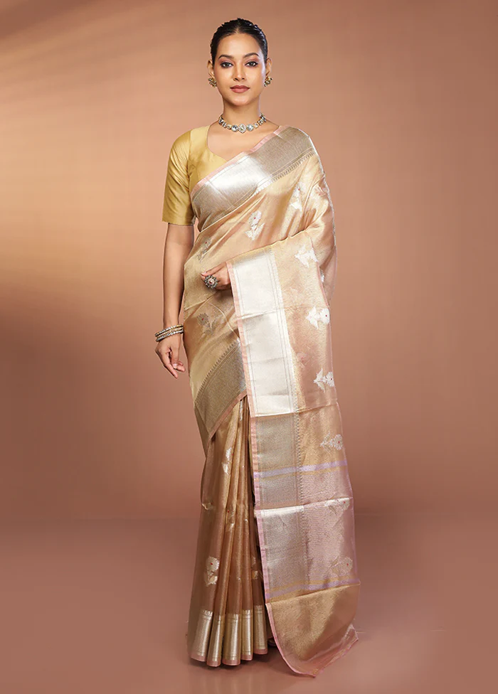 Gold Tissue Silk Saree With Blouse Piece - Image 2