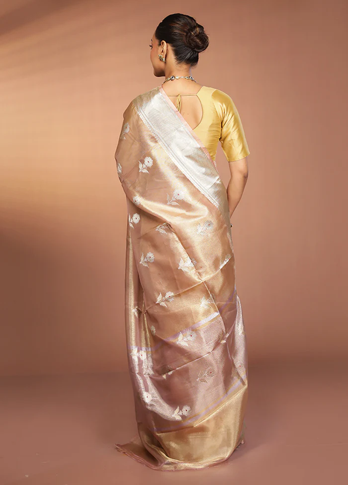 Gold Tissue Silk Saree With Blouse Piece - Image 3