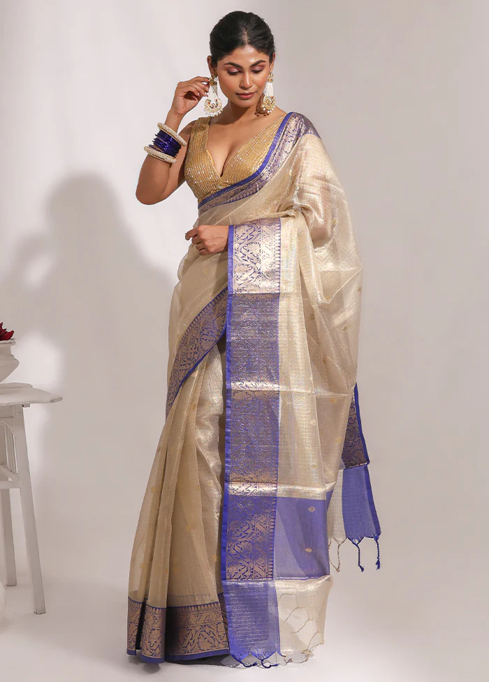 Gold Tissue Silk Saree With Blouse Piece - Image 2