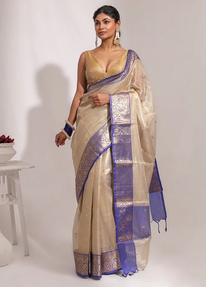 Gold Tissue Silk Saree With Blouse Piece - Image 4