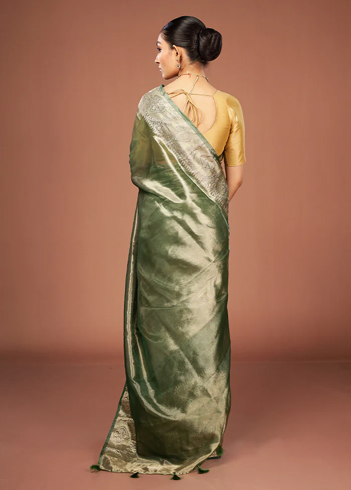 Gold Tissue Silk Saree With Blouse Piece - Image 3