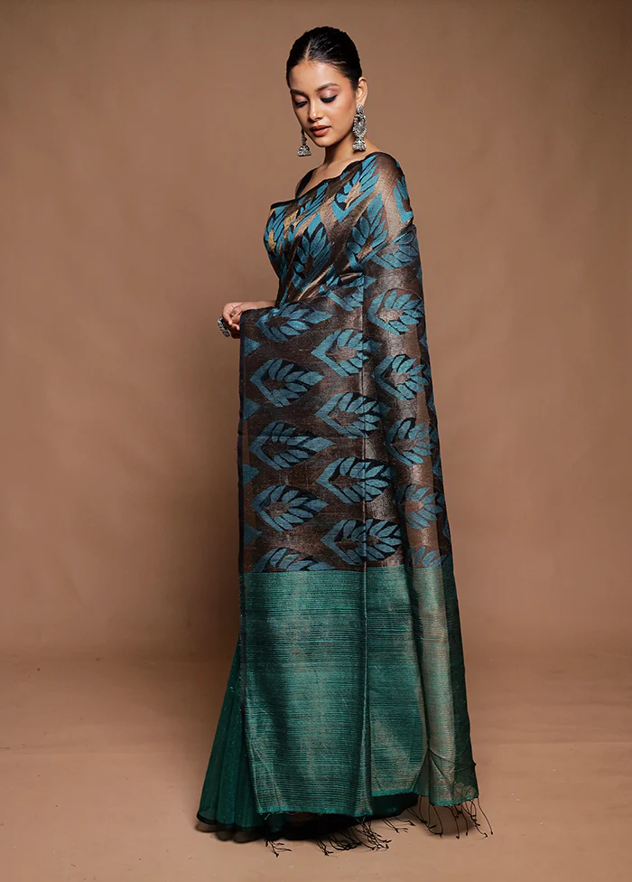Golden Handloom Matka Pure Silk Saree With Blouse Piece - Image 4