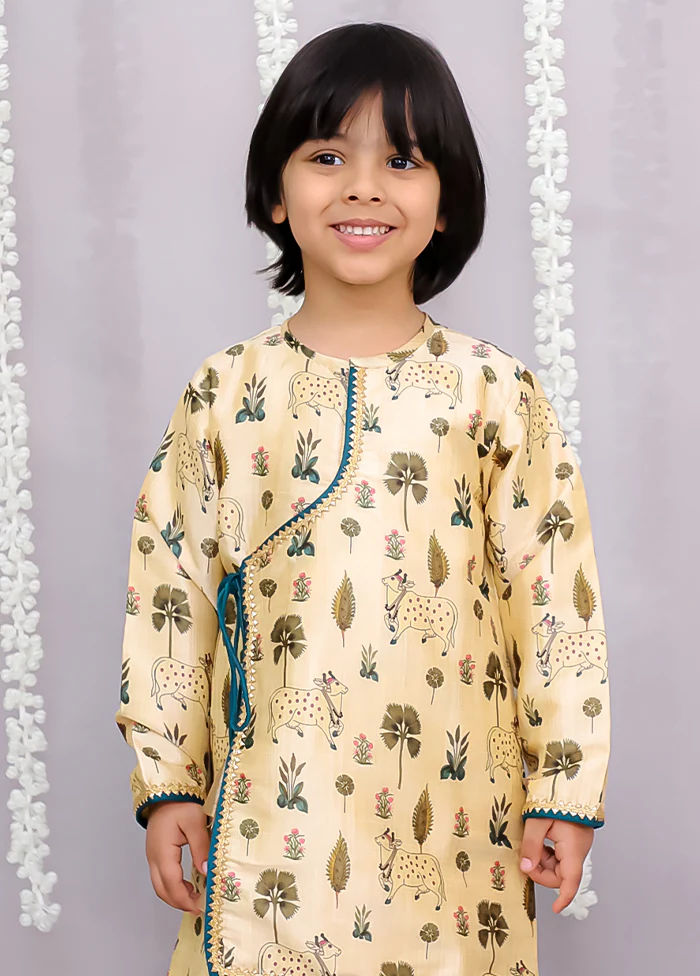 Golden Silk Kurta & Pajama Set - Image 2