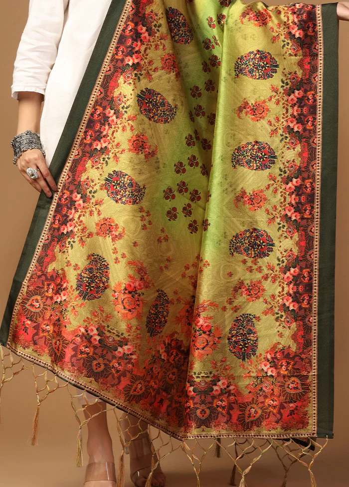Green Art Silk Dupatta - Image 3