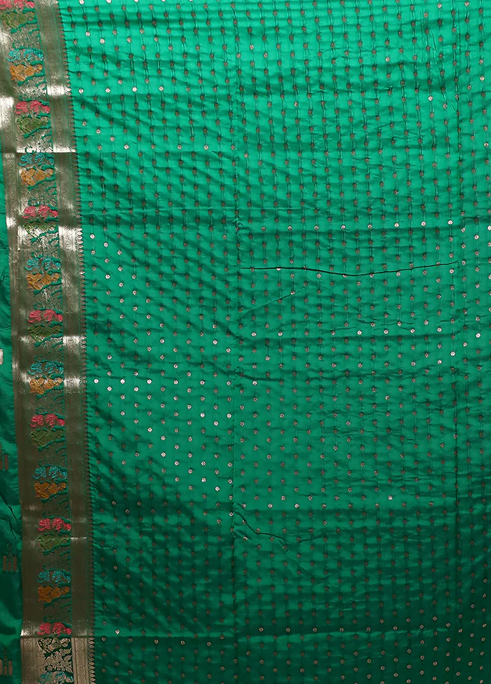 Green Baluchari Silk Saree With Blouse Piece - Image 5