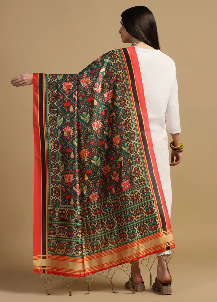 Green Banarasi Silk Dupatta - Image 2