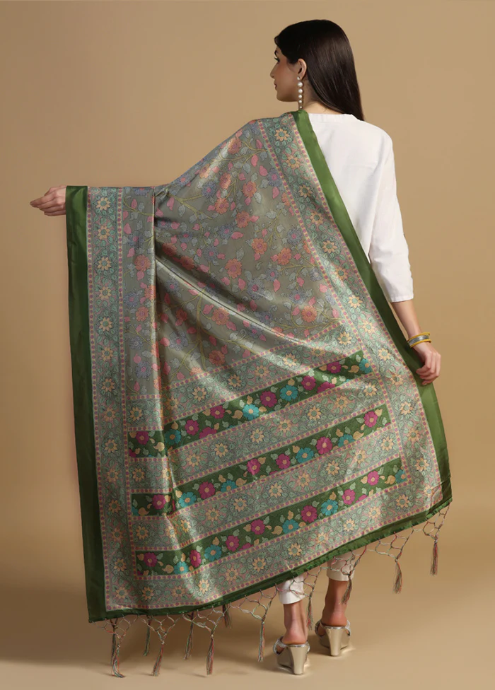 Green Banarasi Silk Dupatta - Image 2