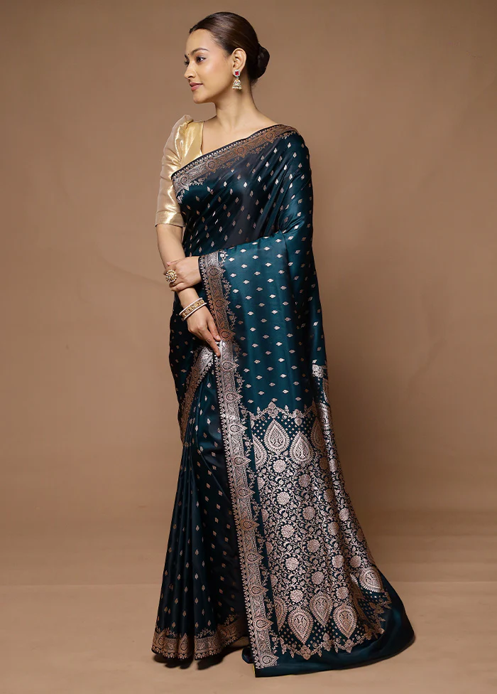Green Banarasi Silk Saree With Blouse Piece - Image 4