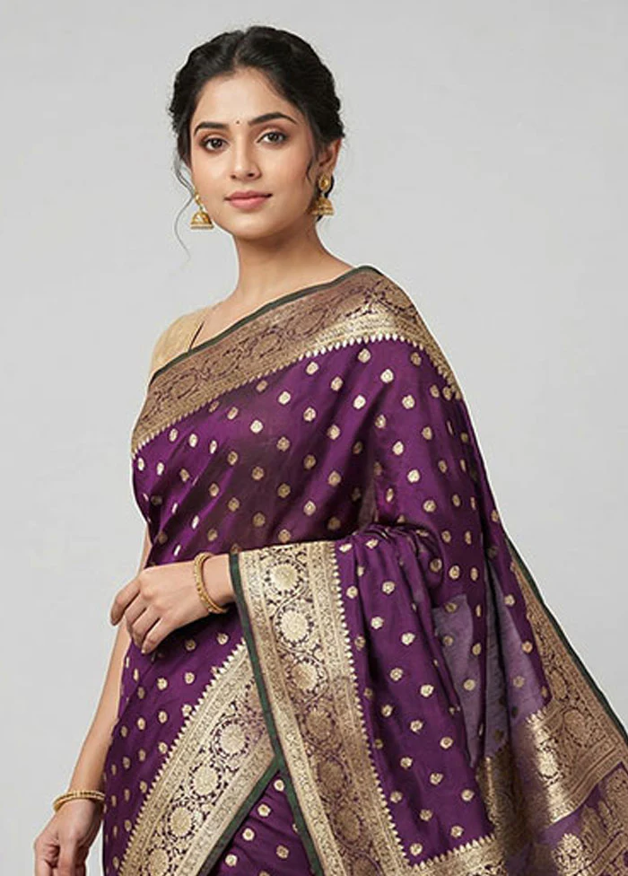 Green Banarasi Silk Saree With Blouse Piece - Image 2