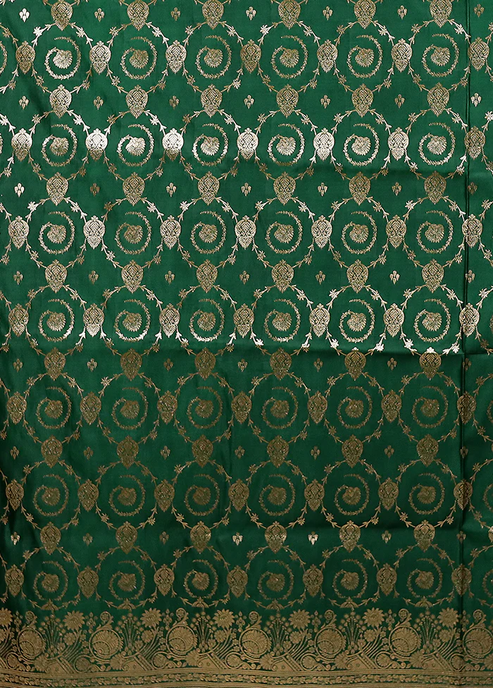Green Banarasi Silk Saree With Blouse Piece - Image 5