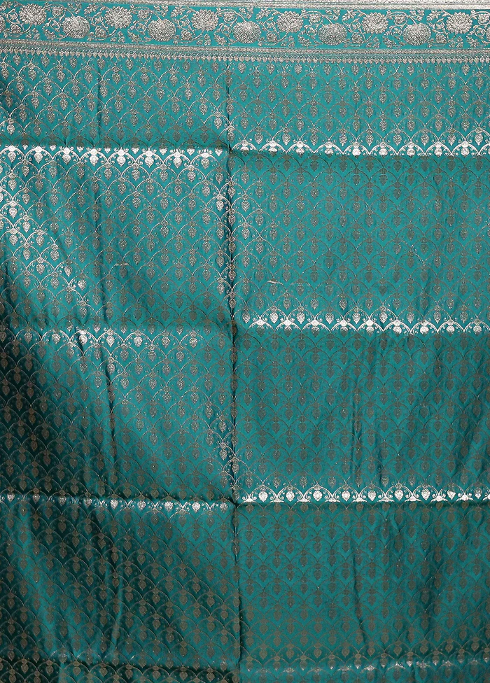 Green Banarasi Silk Saree With Blouse Piece - Image 5