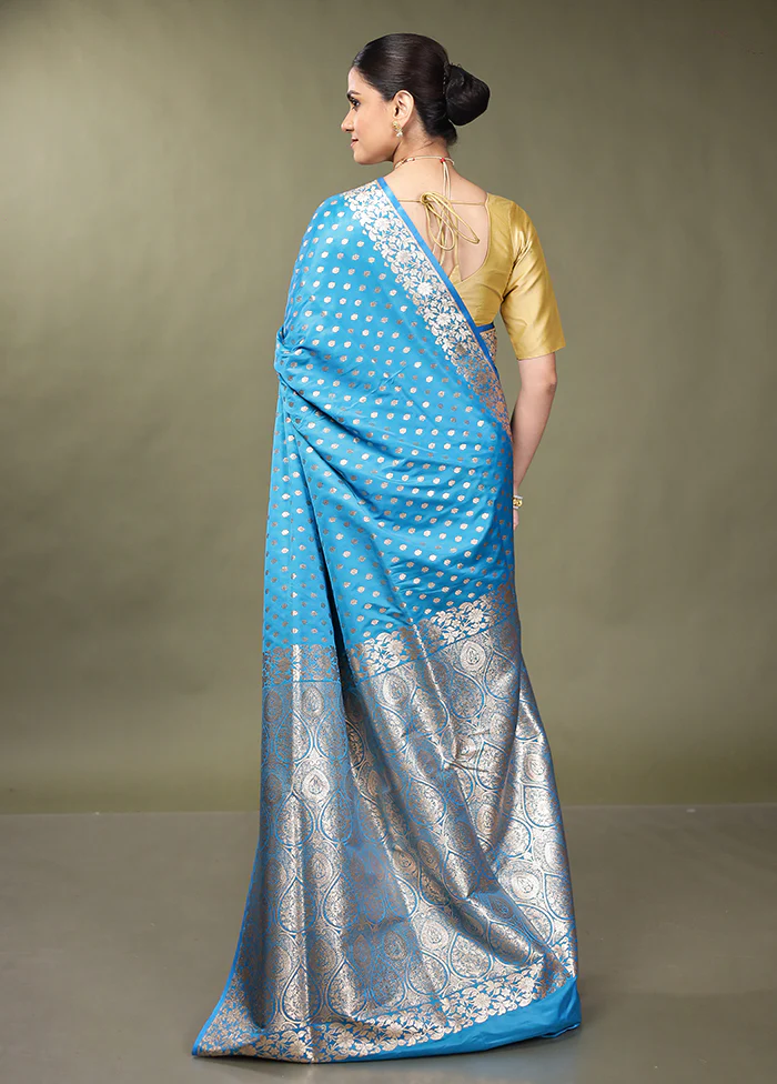 Green Banarasi Silk Saree With Blouse Piece - Image 3