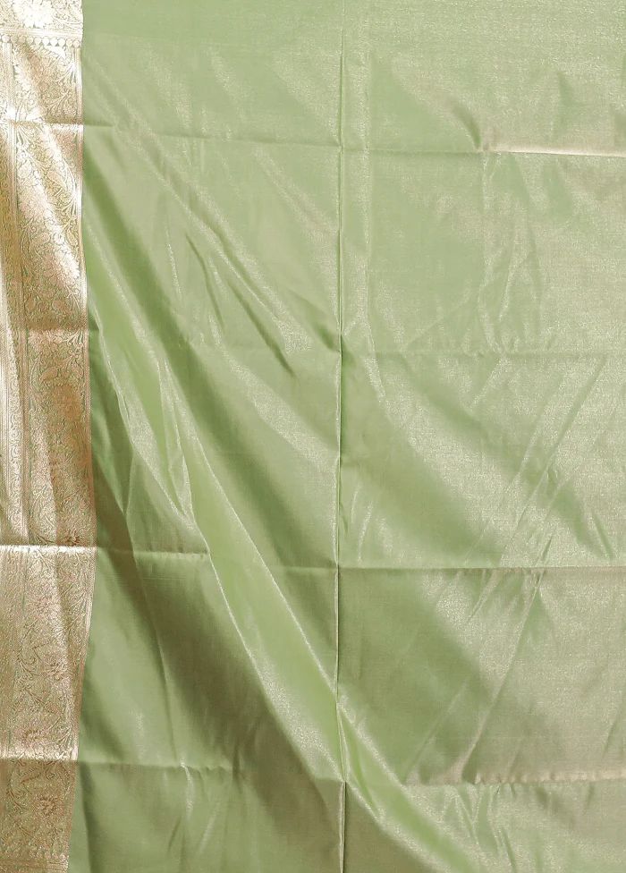 Green Banarasi Silk Saree With Blouse Piece - Image 5