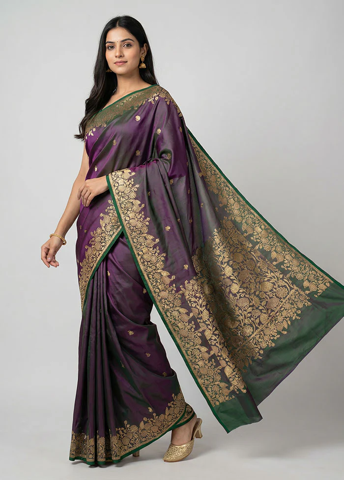 Green Banarasi Silk Saree With Blouse Piece