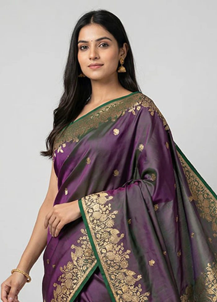 Green Banarasi Silk Saree With Blouse Piece - Image 2