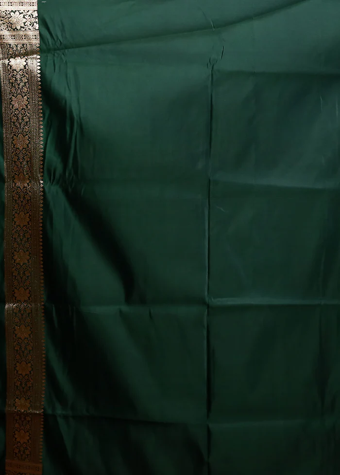 Green Banarasi Silk Saree With Blouse Piece - Image 5