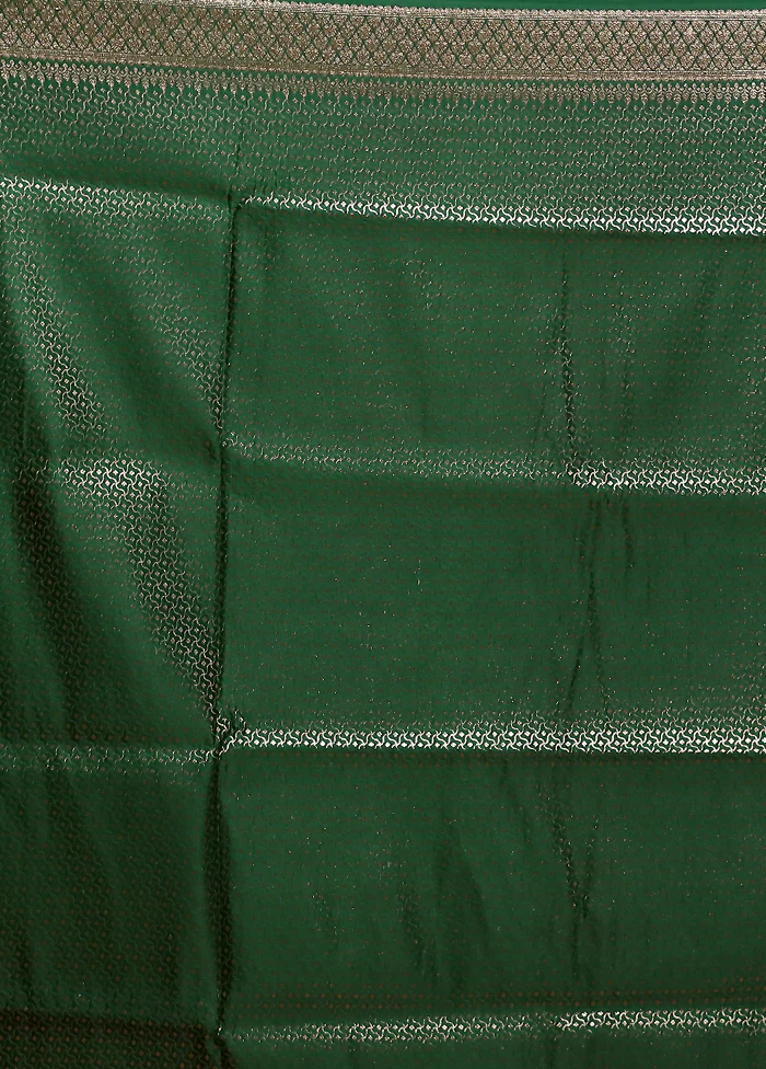 Green Banarasi Silk Saree With Blouse Piece - Image 5