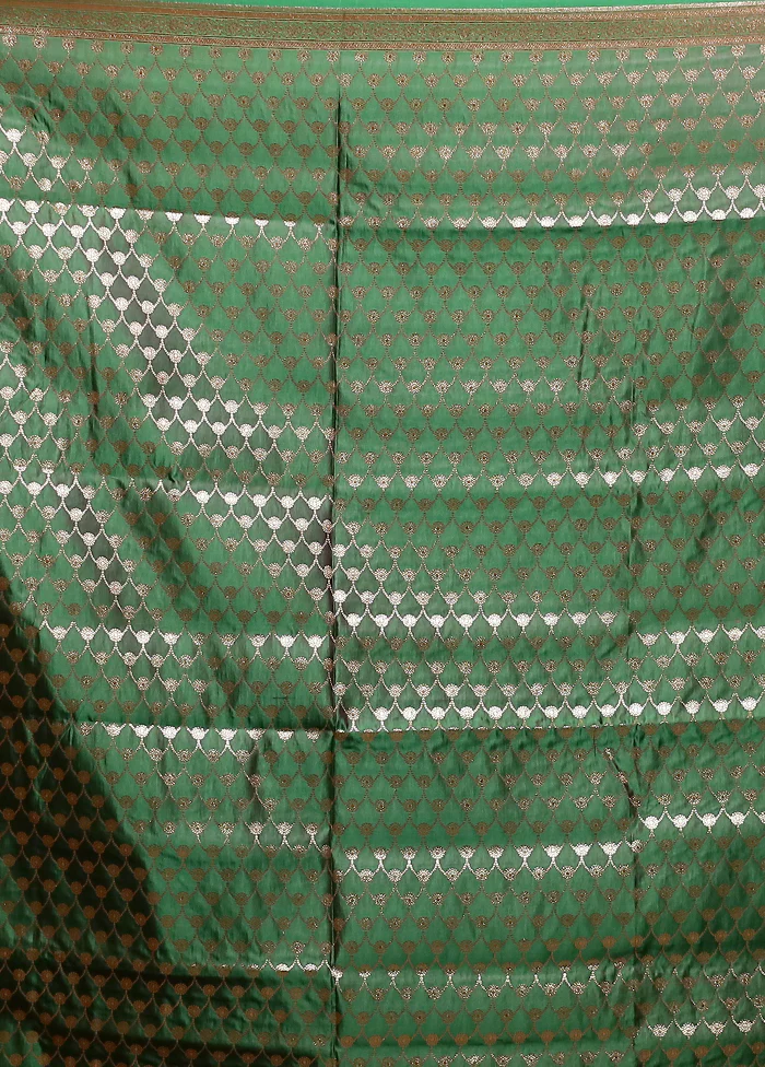 Green Banarasi Silk Saree With Blouse Piece - Image 5