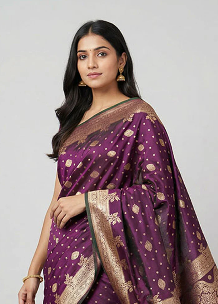 Green Banarasi Silk Saree With Blouse Piece - Image 2