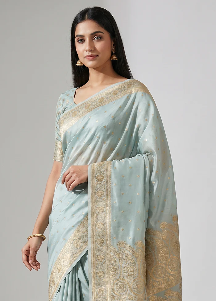 Green Banarasi Silk Saree With Blouse Piece - Image 2