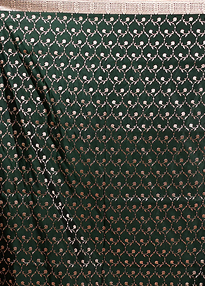 Green Banarasi Silk Saree With Blouse Piece - Image 5