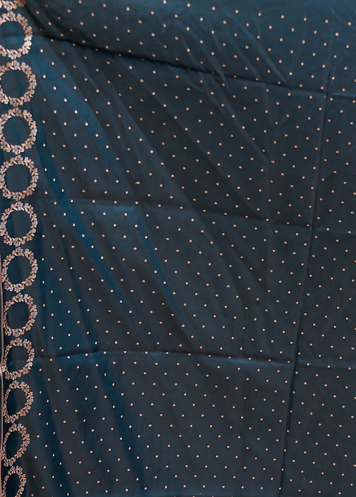 Blue Banarasi Silk Saree With Blouse Piece - Image 5