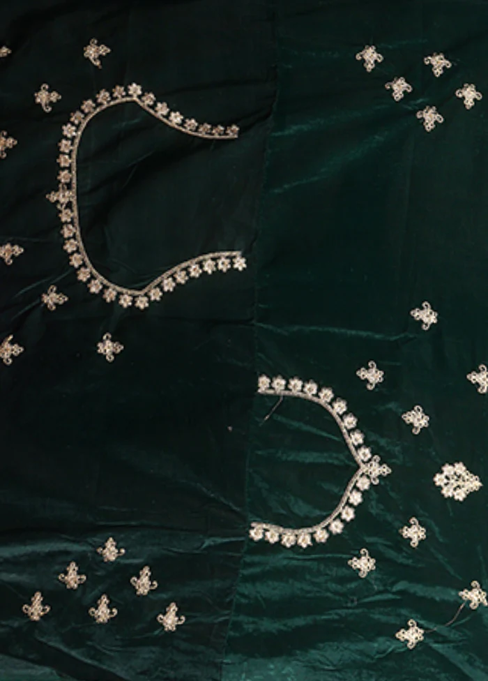 Green Blended Silk Dupatta Lehenga Set - Image 4
