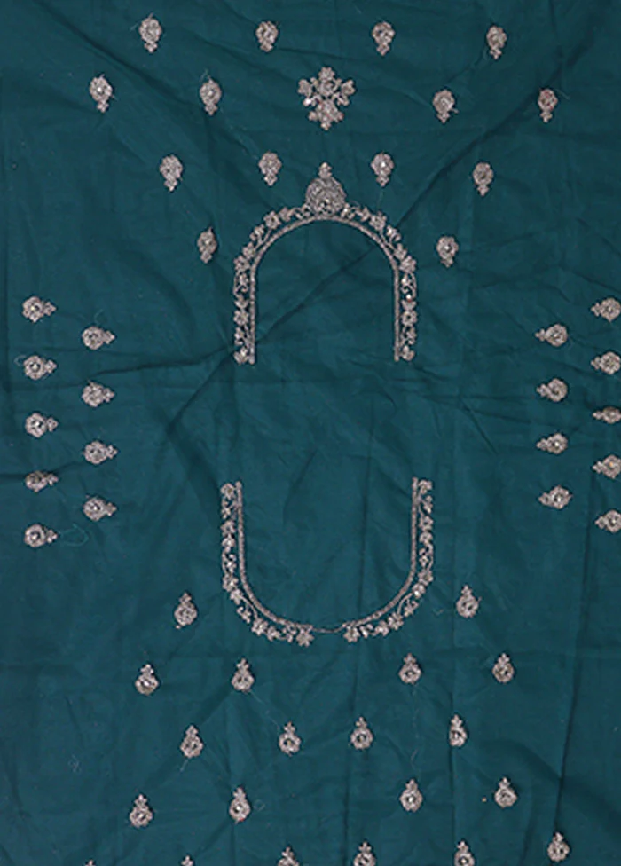 Green Blended Silk Dupatta Lehenga Set - Image 4