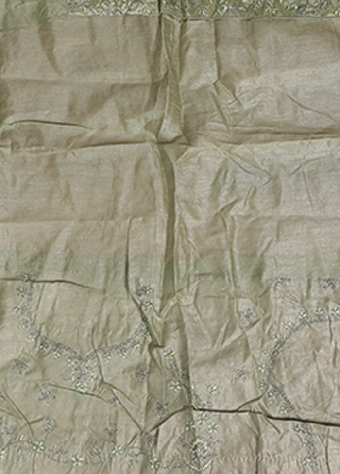 Green Blended Silk Dupatta Lehenga Set - Image 4