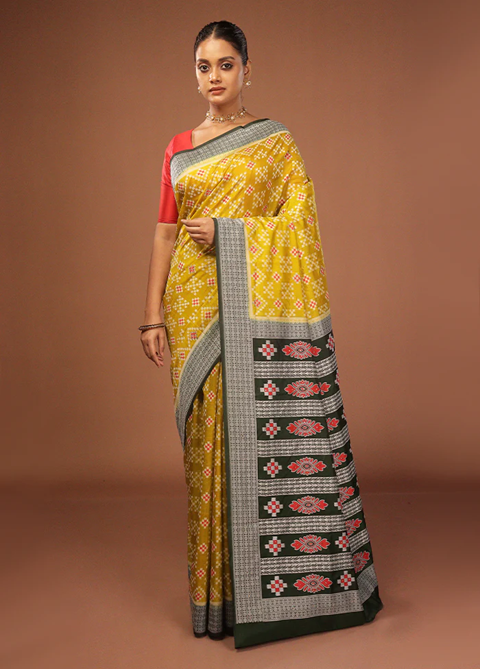 Green Bomkai Silk Saree Without Blouse Piece - Image 2