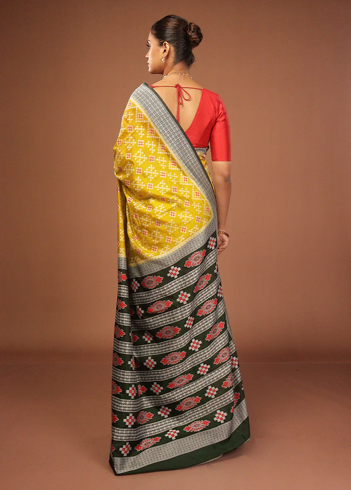 Green Bomkai Silk Saree Without Blouse Piece - Image 3