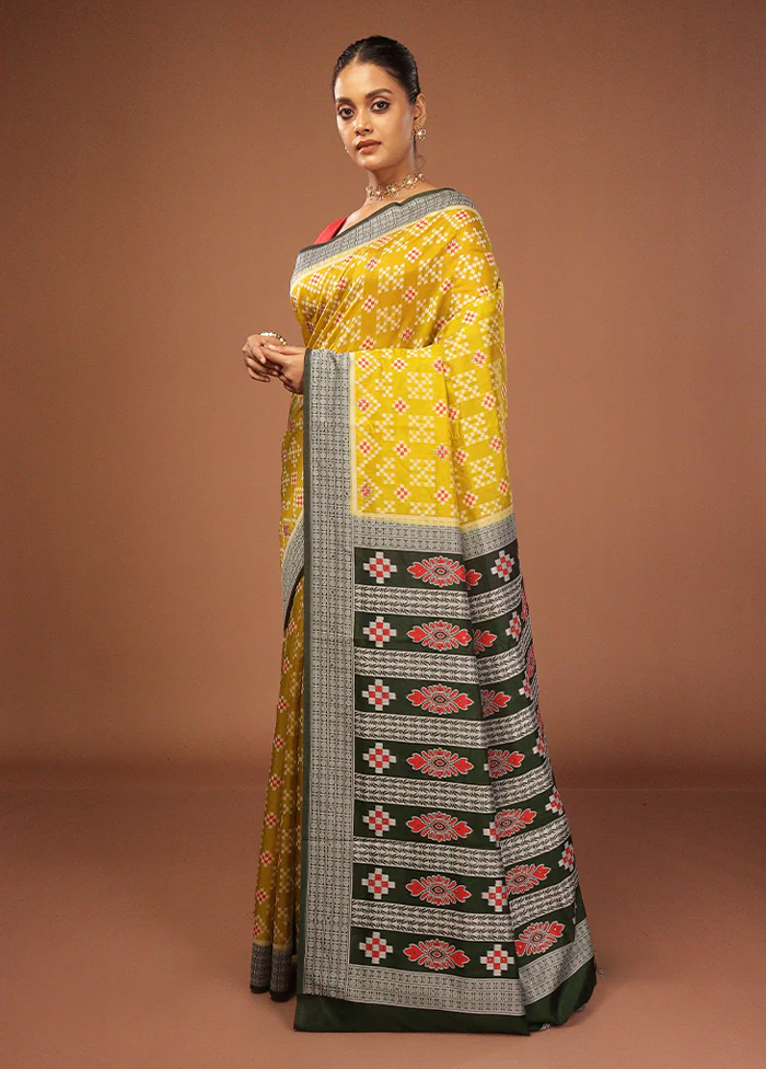Green Bomkai Silk Saree Without Blouse Piece - Image 4