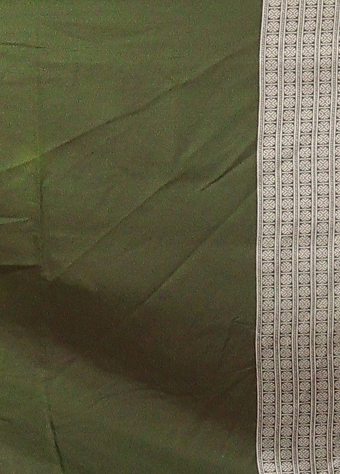 Green Bomkai Silk Saree Without Blouse Piece - Image 5