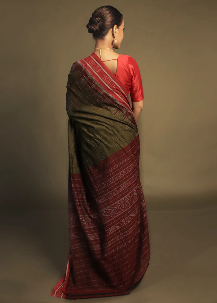 Green Bomkai Silk Saree Without Blouse Piece - Image 3