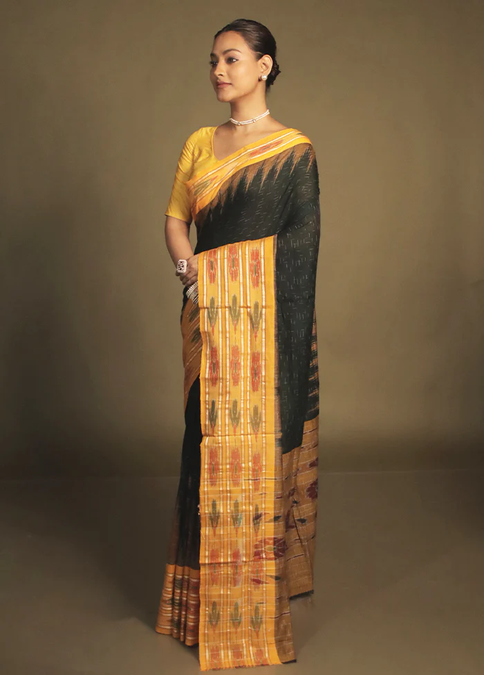 Green Bomkai Silk Saree Without Blouse Piece - Image 4
