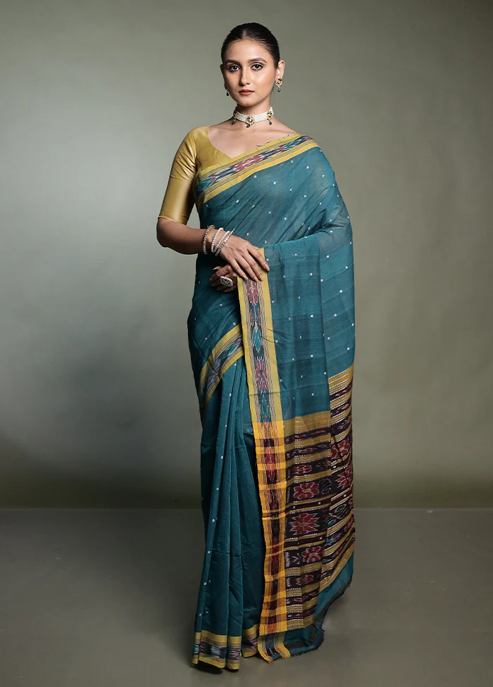Green Bomkai Silk Saree Without Blouse Piece - Image 2