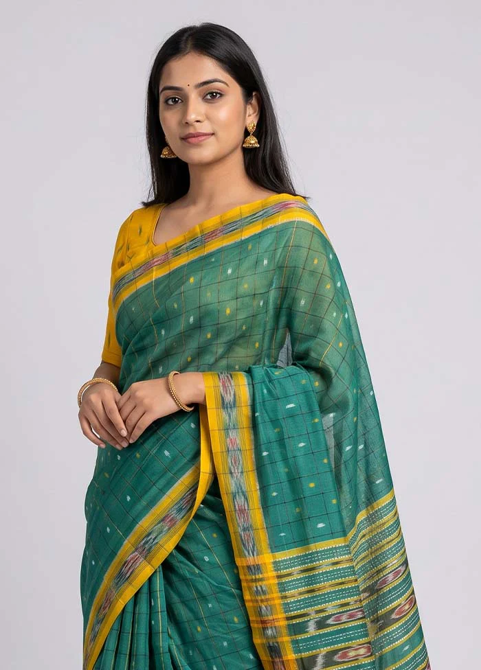 Green Bomkai Silk Saree Without Blouse Piece - Image 2