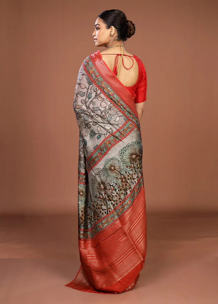 Green Chanderi Silk Saree With Blouse Piece - Image 3