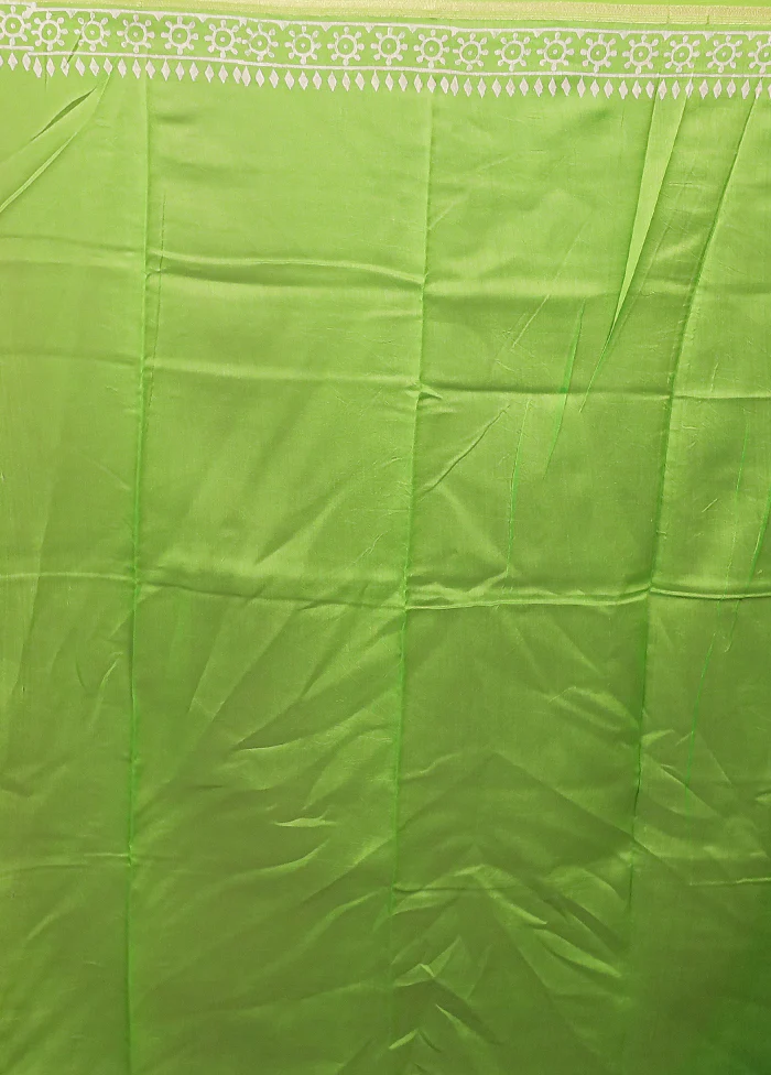 Green Chanderi Silk Saree With Blouse Piece - Image 5
