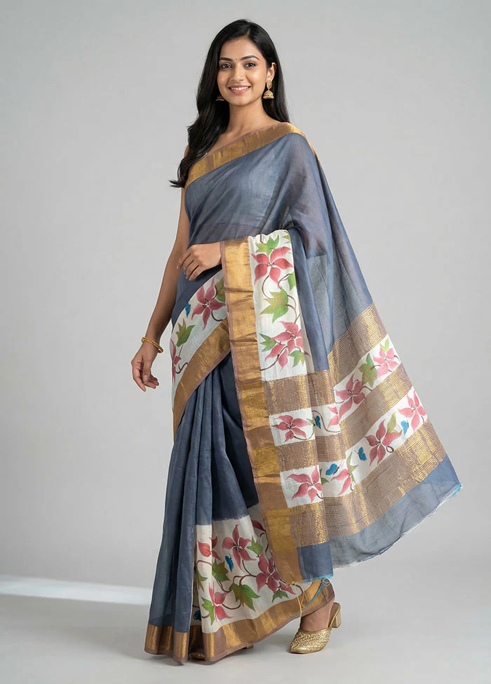 Green Chanderi Silk Saree With Blouse Piece