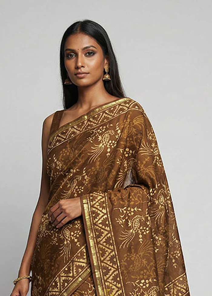 Green Chanderi Silk Saree With Blouse Piece - Image 2