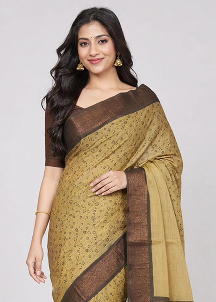 Green Chanderi Silk Saree With Blouse Piece - Image 2