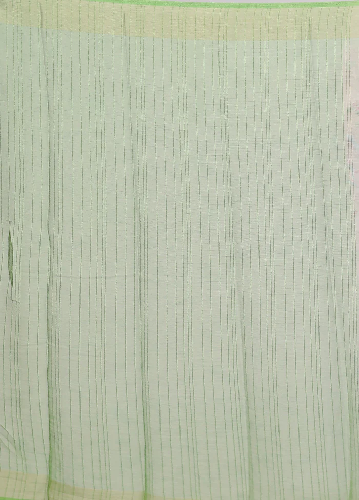 Green Chiffon Silk Saree With Blouse Piece - Image 5