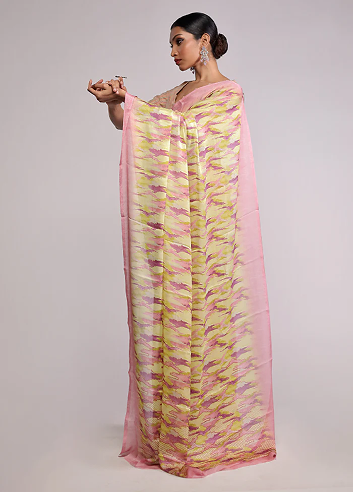 Green Chiffon Silk Saree With Blouse Piece - Image 4