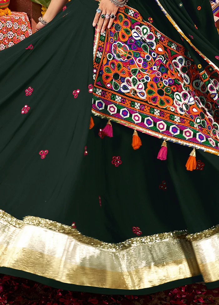 Green Cotton Dupatta Lehenga Set - Image 3