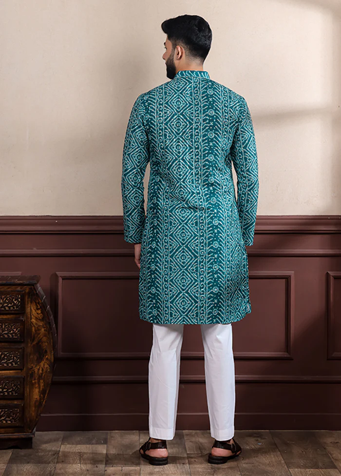 Green Cotton Kurta & Pajama Set - Image 3