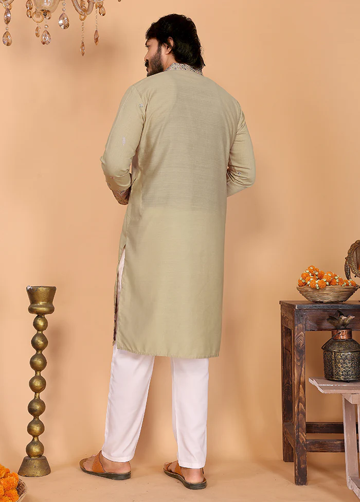 Green Cotton Kurta & Pajama Set - Image 3